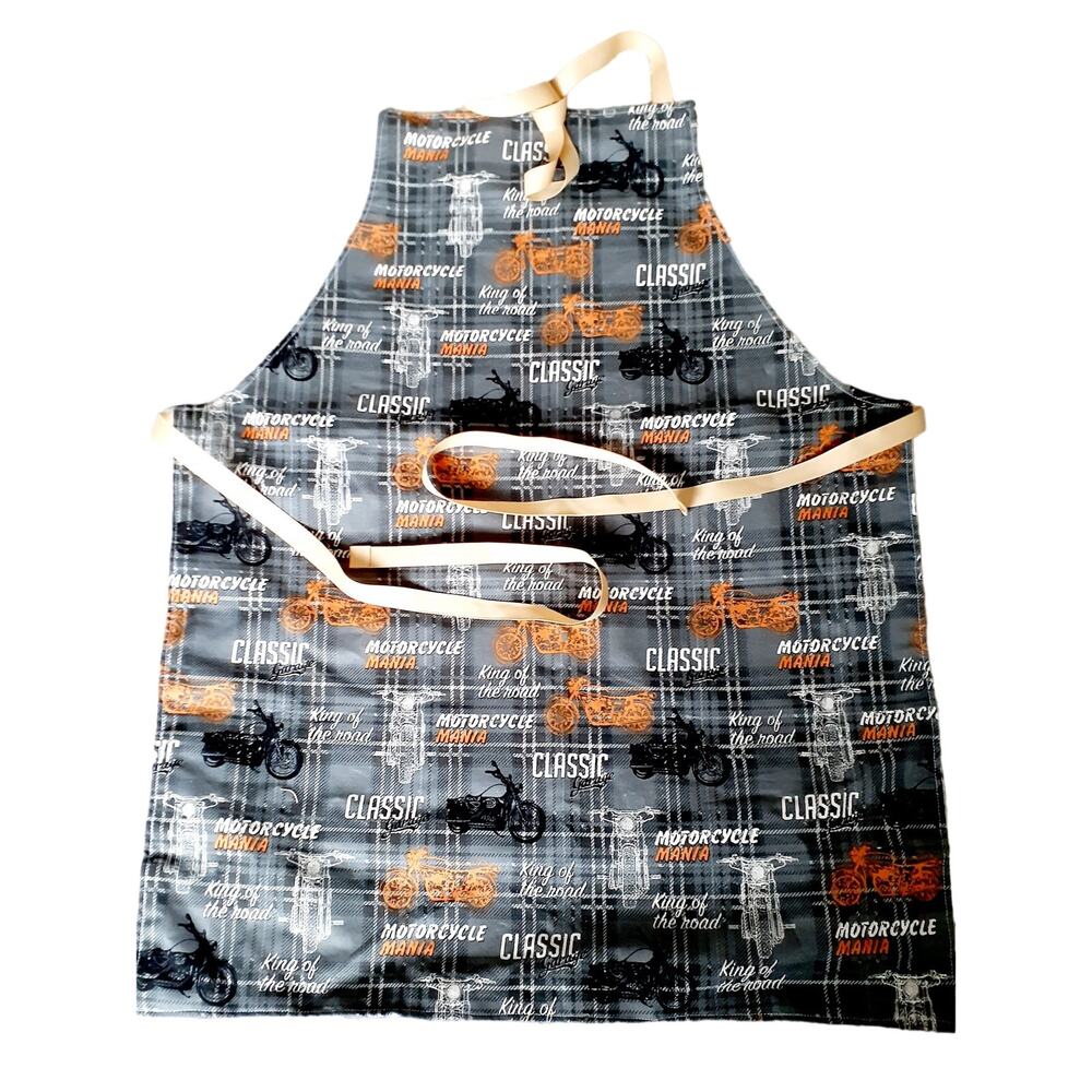 Children's Apron with Motorcycle Print - Handmade